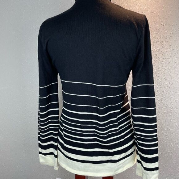 NWT Leslie Fay Womens Black and White Sweater with Attached Tie Scarf Size S - Picture 5 of 8